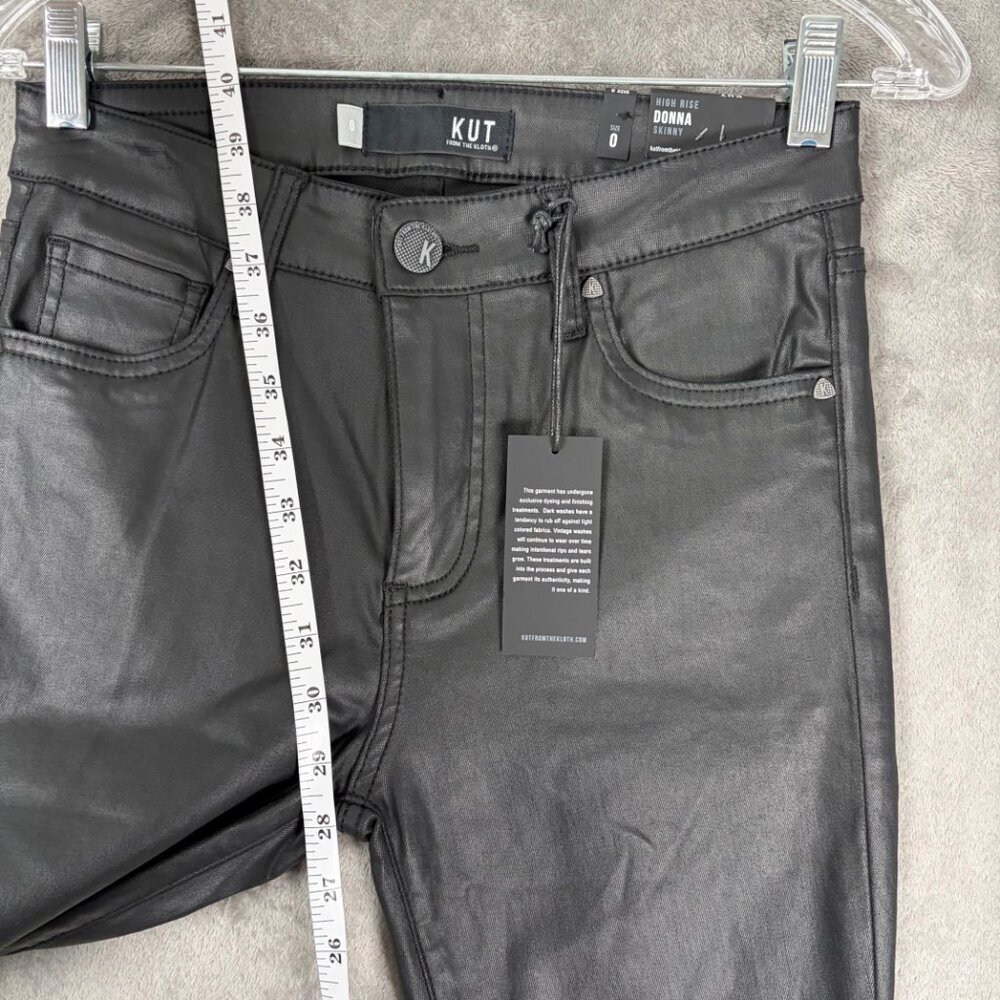 KUT From The Kloth Donna Skinny Jeans Women's 0 Black High Rise Waxed Y2K Grunge - Picture 5 of 8